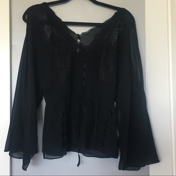 BCBGMaxAzria Black Silk Blouse Sz XXS - Picture 4 of 13